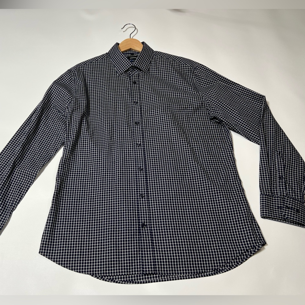 Seidensticker Germany Men's Plaid Dress Shirt 100% Cotton Size 42/16.5